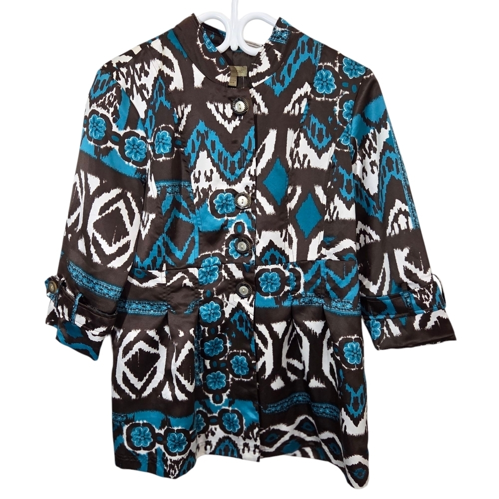 ⭐️Kerry Brooke Blue and Black Blazer with Artistic Pattern Size Med